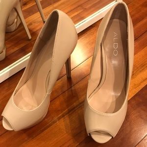 ALDO Nude platform peeptoe pumps